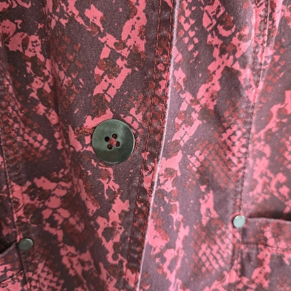 G.I.L.I. Blazer Jacket Women 10 Red Snake Animal Printed Stretch Canvas New - Picture 9 of 12